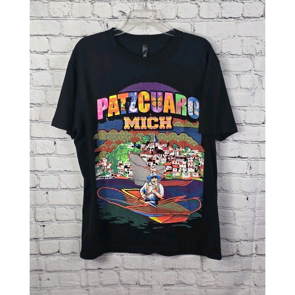 Mexican Men's Large Black Fishing Short Sleeve T-Shirt